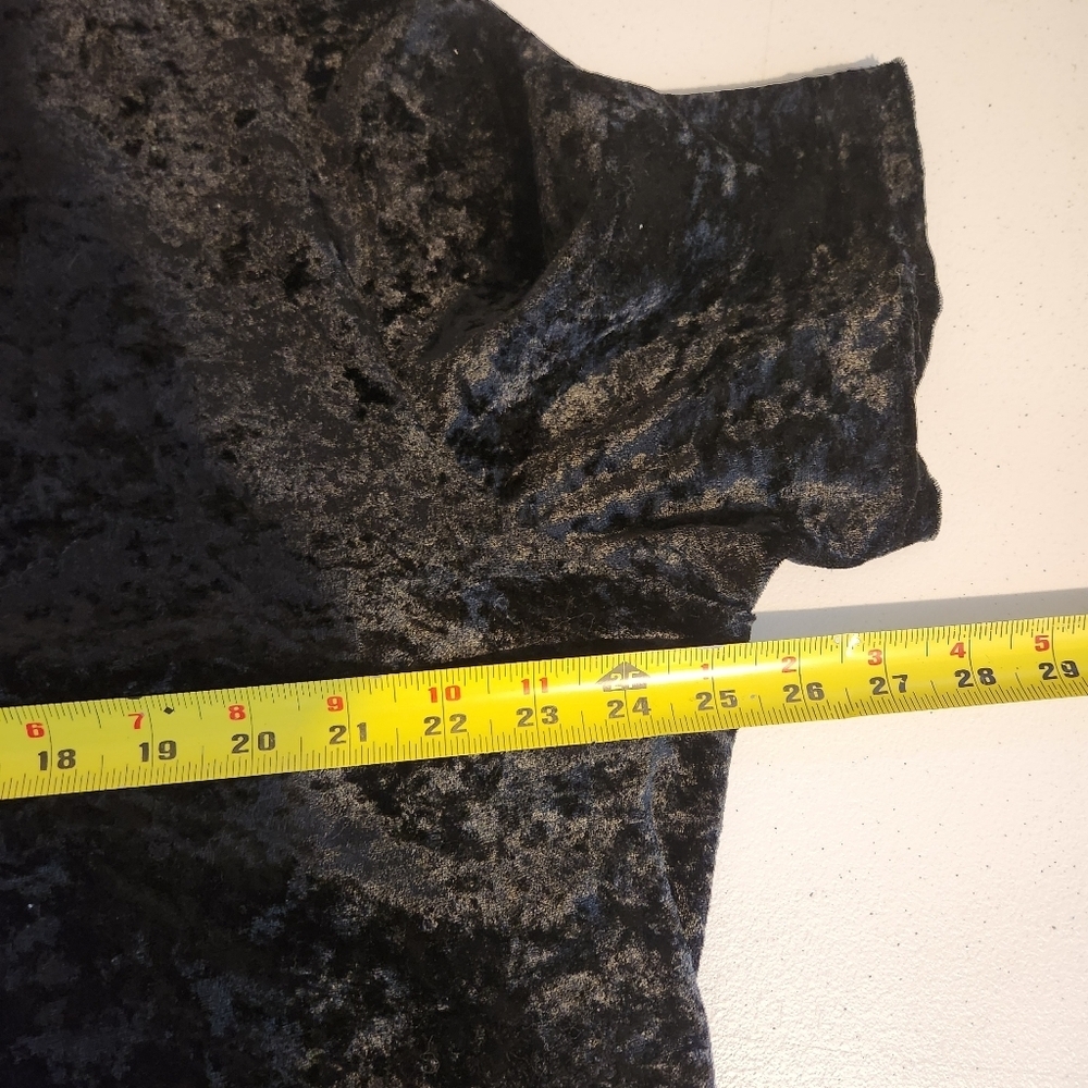 Y2K Vintage Black Velvet Velour Short Sleeve Top Size 2X Stretchy Whimsigoth 90s - Picture 10 of 11